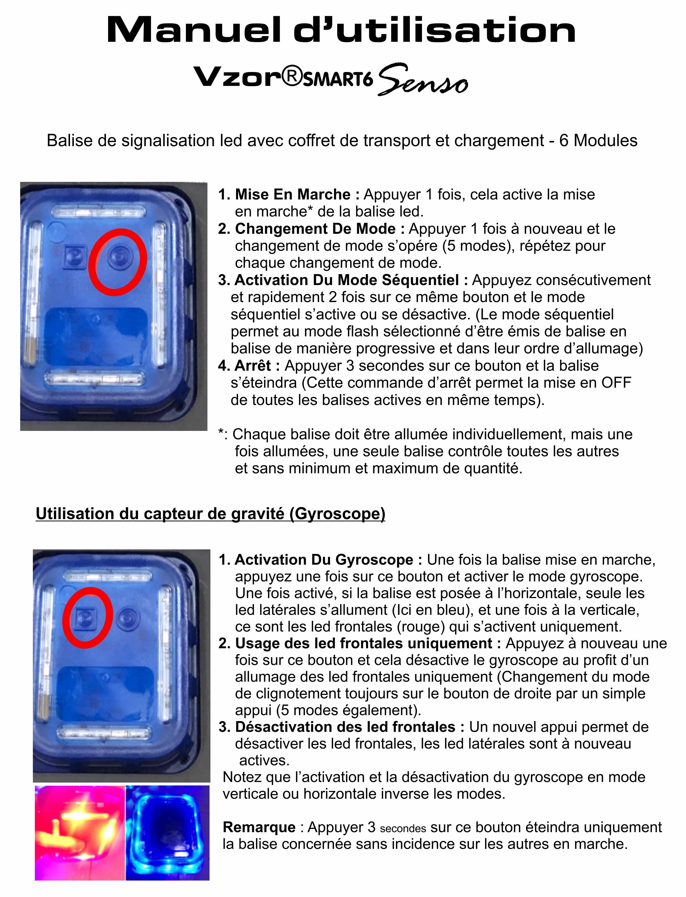 Notice d'utilisation de notre balise led lumineuse vzor